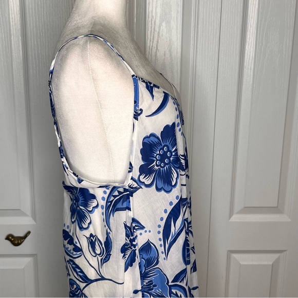 Haute Hippie Blue & White Floral Maxi Dress | 100% Cotton | Open Back | Size M - Picture 5 of 8